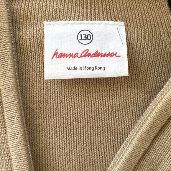 Hanna Andersson Boys 130 Tan Color Block 100% Cotton Knit 1/4 Zip Sweater. EUC - Picture 2 of 10